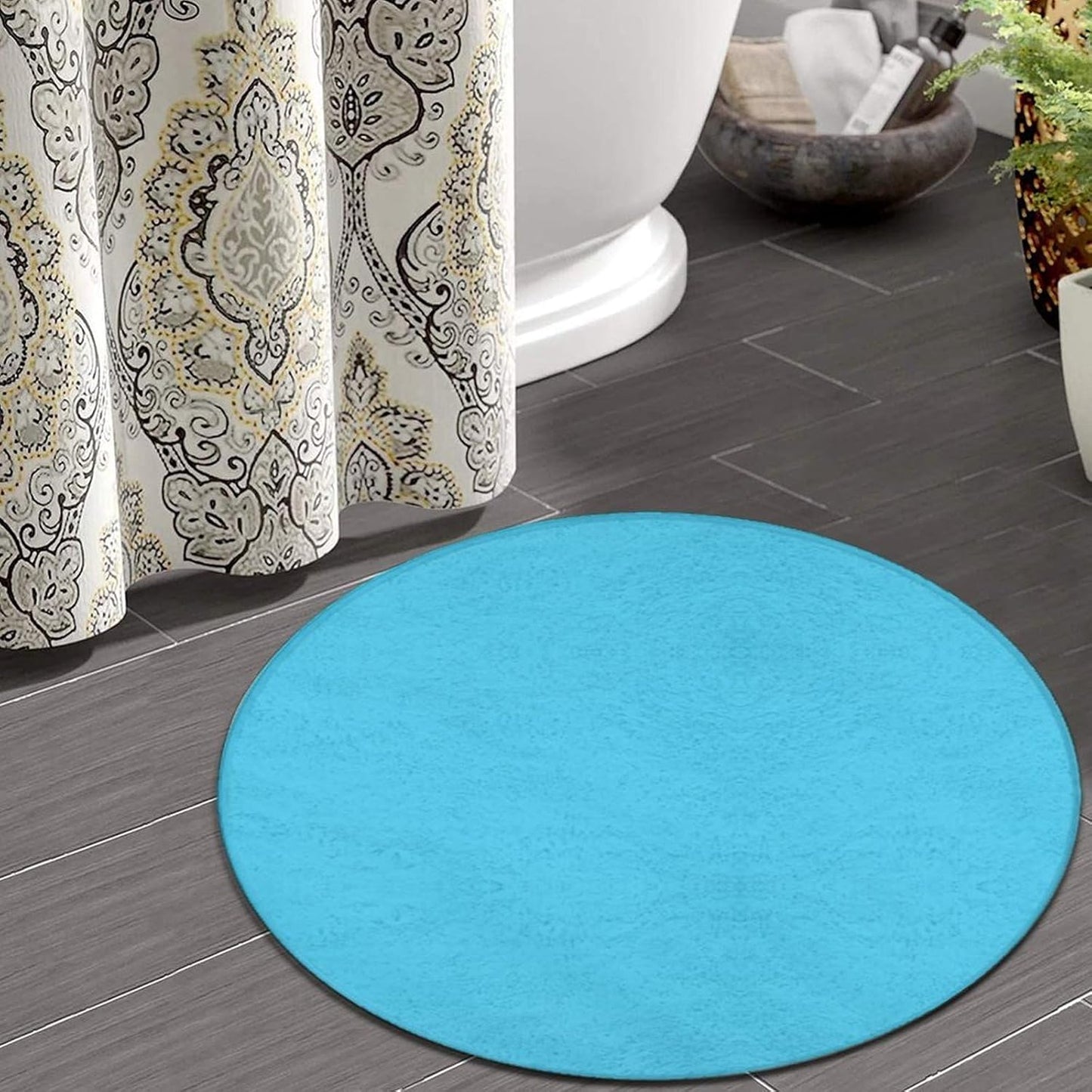 Machine Washable Modern Round Area Rug, Room Sofa Yoga Soft Round Carpet, Home Decor Non Slip Kitchen Office Circle Rug Grey, 24inch