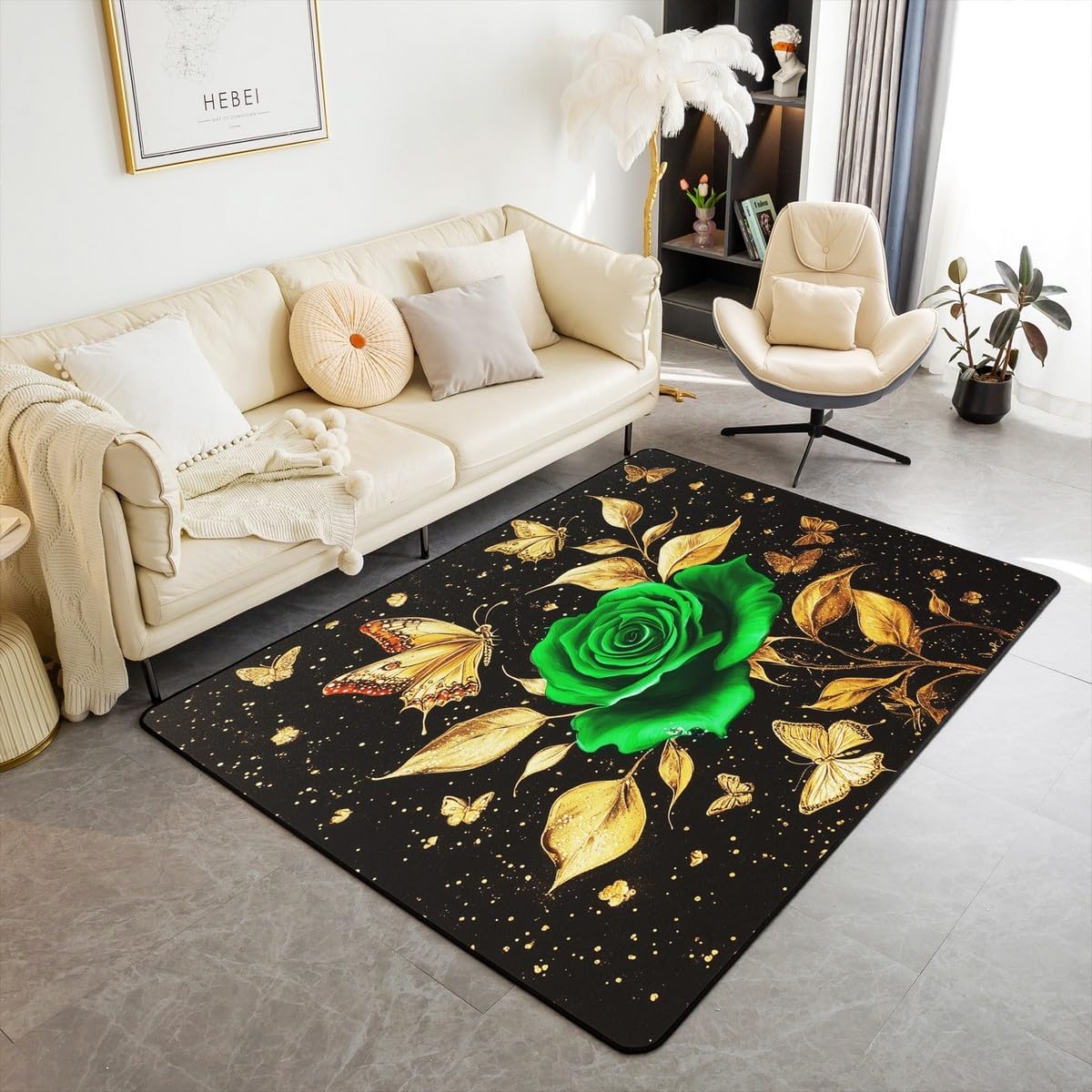 Feelyou Floral Rose Indoor Floor Mat Set,Romantic Blue Rose Rugs for Living Room Bedroom Area Rug 3x5,Boys Girls,Botanical Flower Rose Accent Rug Doormats Floor Mat for All Season