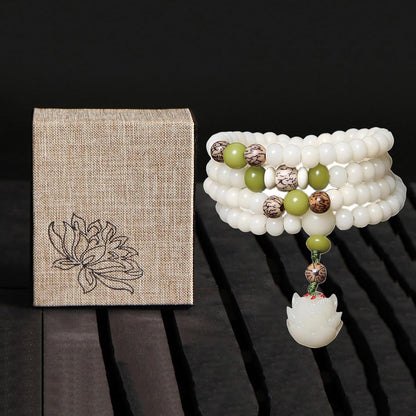 Mala Bead Strand Bracelet, 108 Buddhist Prayer Beads Yoga Meditation Green Malachite Beads Necklace Women man