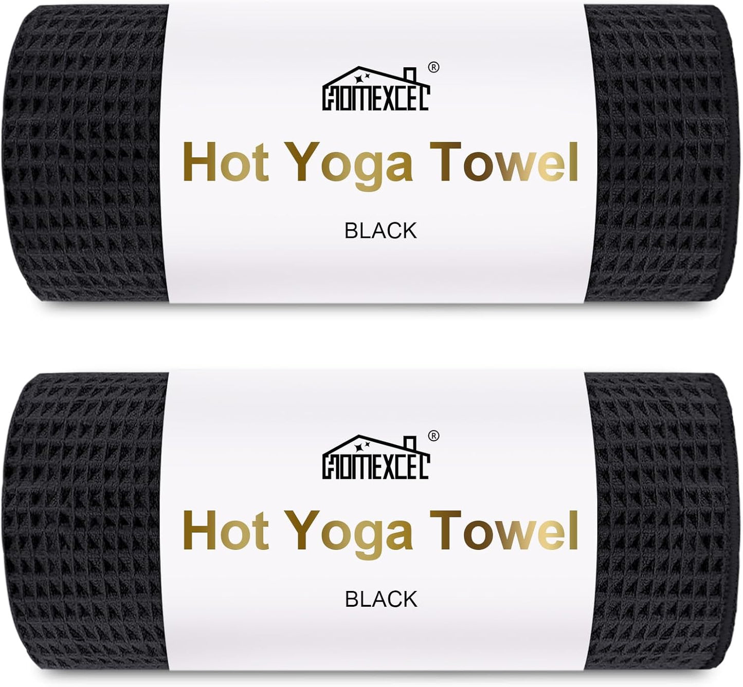 HOMEXCEL Hot Yoga Towels 2 Pack, (26.5" x 72") Non-Slip & Ultra-Absorbent Microfiber Yoga Mat Towels for Hot Yoga, Pilates, Exercise, Fitness, Bikram and Workout, Blue/Pink