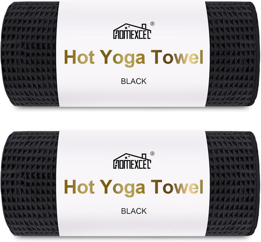 HOMEXCEL Hot Yoga Towels 2 Pack, (26.5" x 72") Non-Slip & Ultra-Absorbent Microfiber Yoga Mat Towels for Hot Yoga, Pilates, Exercise, Fitness, Bikram and Workout, Blue/Pink