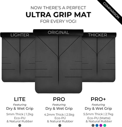 Plyopic. Ultra-Grip Pro Yoga Mat – EXTREME Non-Slip Performance - Dry & Wet Grip - Alignment Lines - Comfortable & Sweat Resistant - For Yoga, Pilates, Exercise, Workout, Bikram & Hot Yoga