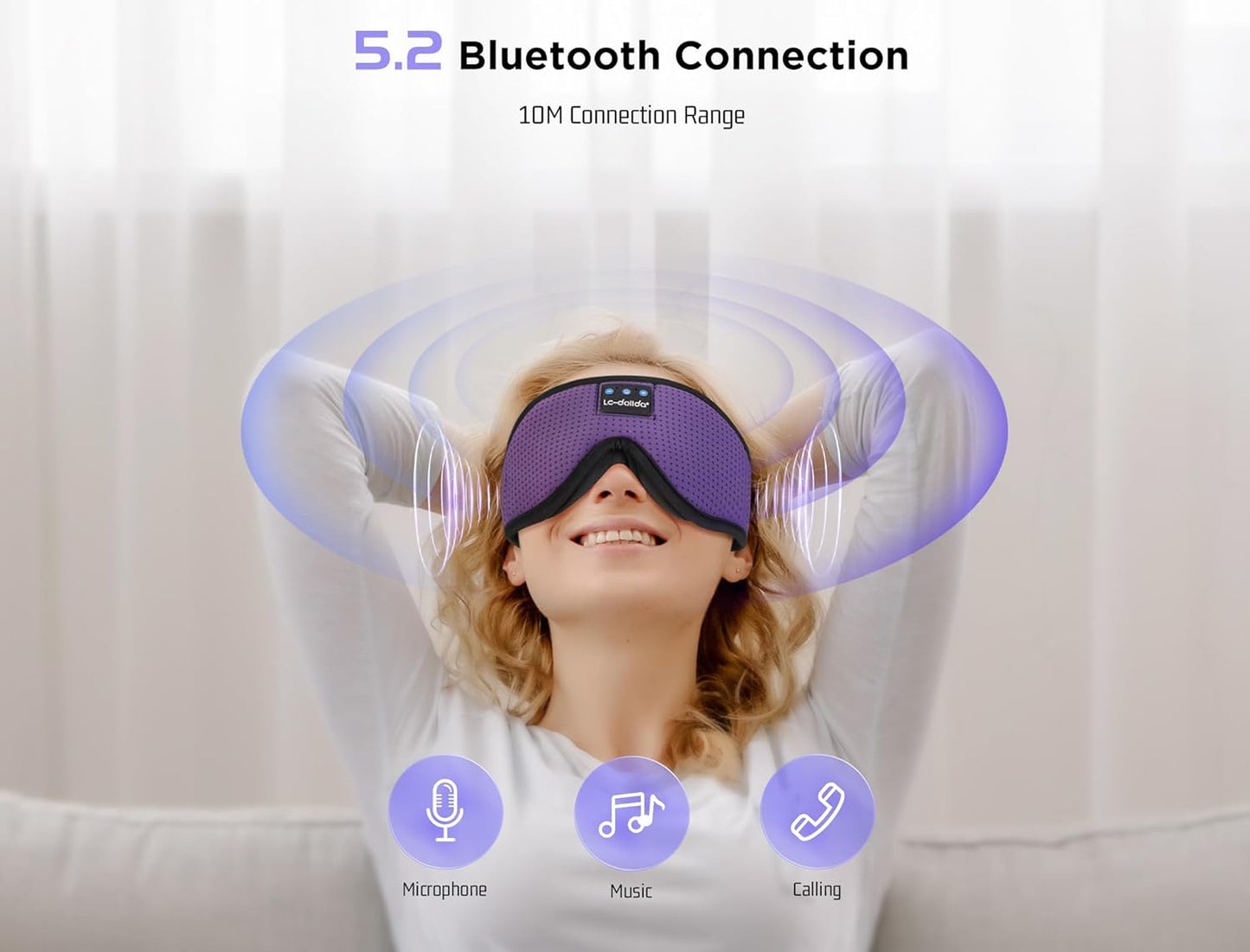 LC-dolida Sleep Headphones, 3D Sleep Mask Bluetooth Wireless Music Eye Mask, Sleeping Headphones for Side Sleepers Sleep Mask with Bluetooth Headphones Ultra-Thin Stereo Speakers Perfect for Sleeping