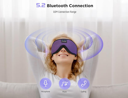 LC-dolida Sleep Headphones, 3D Sleep Mask Bluetooth Wireless Music Eye Mask, Sleeping Headphones for Side Sleepers Sleep Mask with Bluetooth Headphones Ultra-Thin Stereo Speakers Perfect for Sleeping