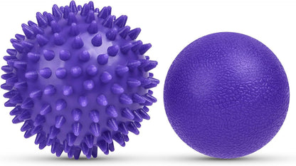 URAQT Spiky Massage Ball Set, 2 Pack Physical Therapy Massage Balls, Hard Lacrosse Ball & Spiky Massage Ball for Myofascial Release and Trigger Point Deep Tissue Massage (Red)