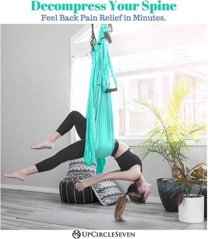 UpCircleSeven Yoga Wheel Set (Cyan) and Yoga Swing (Turquoise) Bundle
