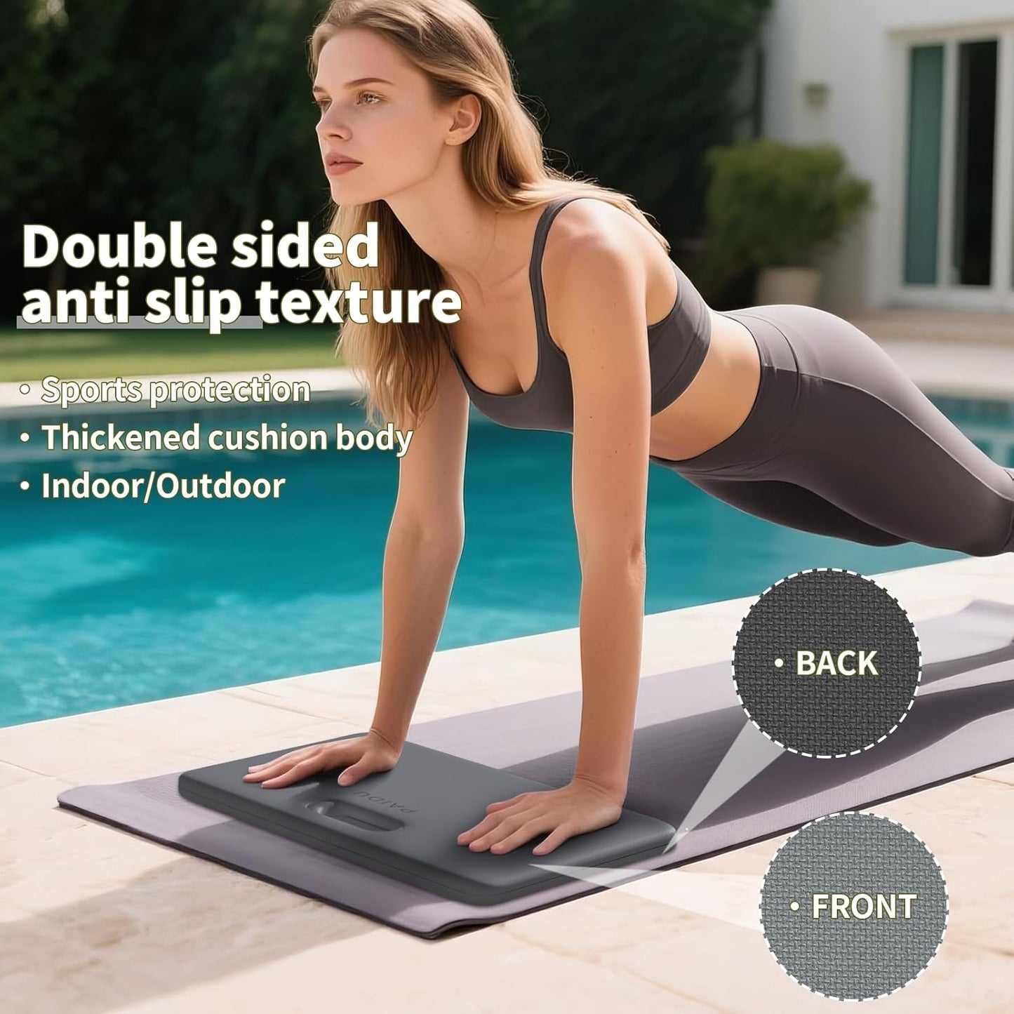 PAIDU Yoga Knee Pad - 1 Inch Thick with Extra Cushioning, Pain-Free for Knees, Elbows, Wrists and Back | Foldable and Multi-Functional, Suitable for Home Gym, Pilates, Plank, Abdominal Training Fitness Mat