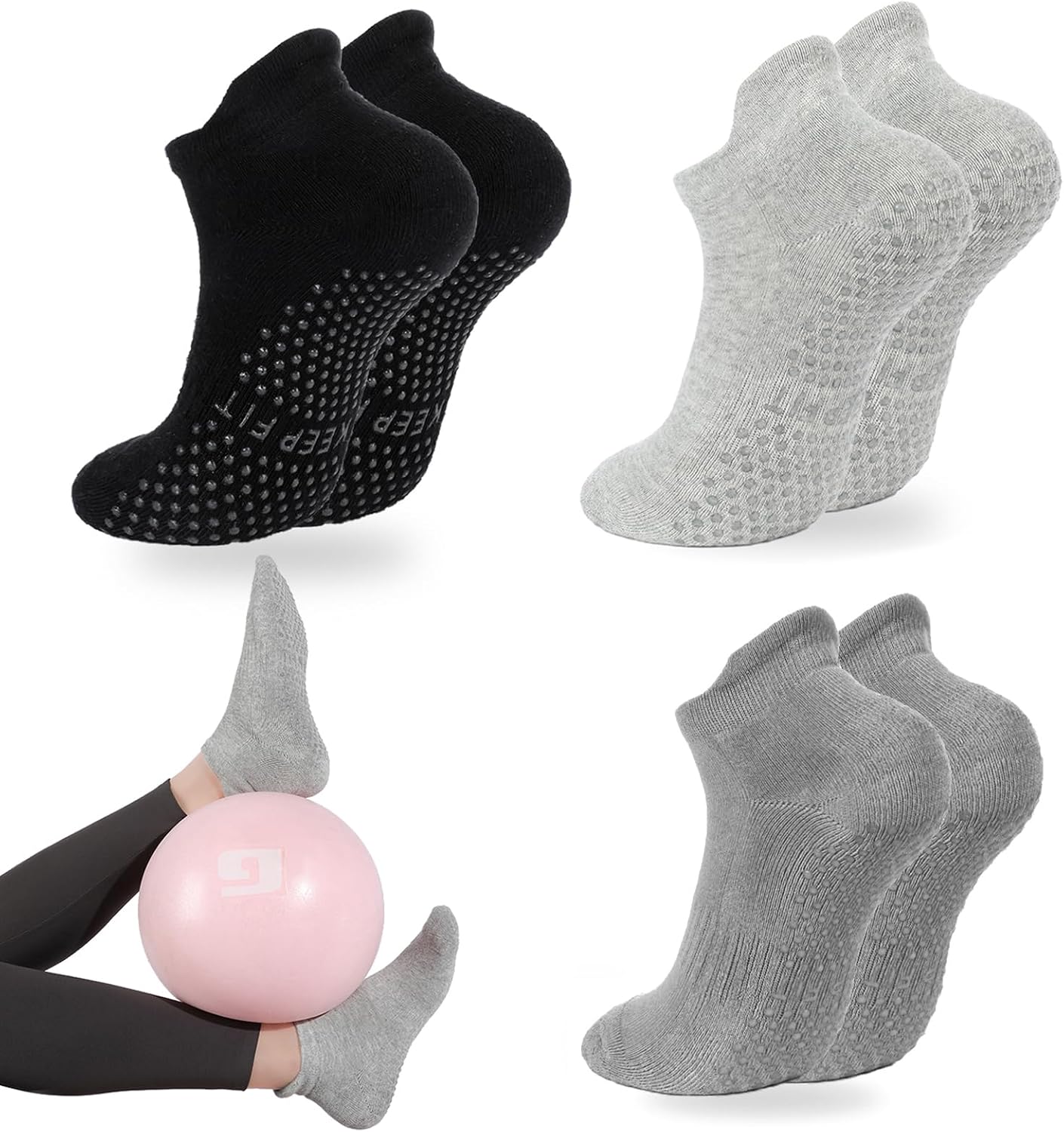 loudashuaiqi Grip Pilates Socks Non Slip Athletic Yoga Socks with Grips for Women Grippy socks for Hospital Workout Barre