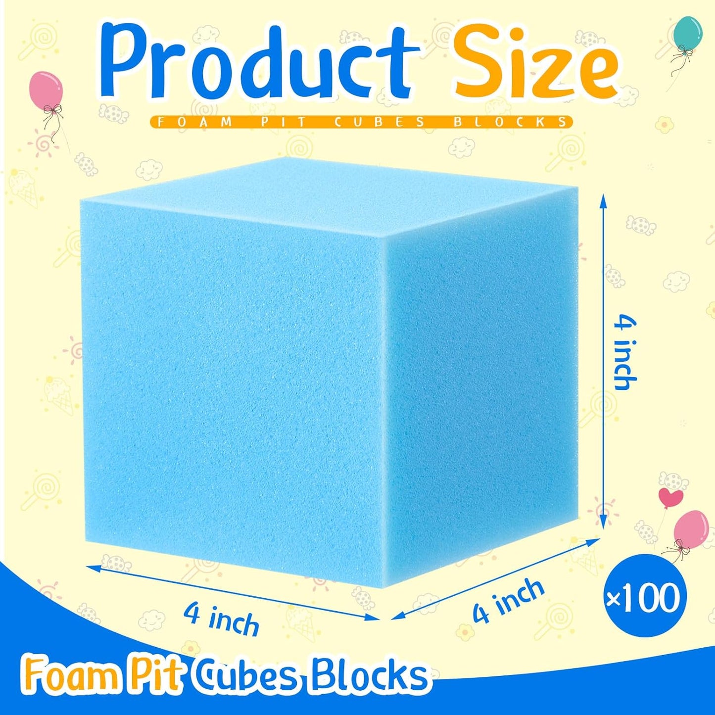 Treela Foam Pit Blocks, Foam Gym Cubes, 4 x 4 x 4 in Protective Trampoline Padding for Gymnastics, Parkour Courses, Trampoline Arenas, BMX