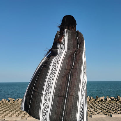 Airooglee 69" L x 51" W Large Mexican Blanket - Perfect as Yoga Outdoor Beach Serape Picnic Camping Woven Blanket, Boho Home Décor - Red