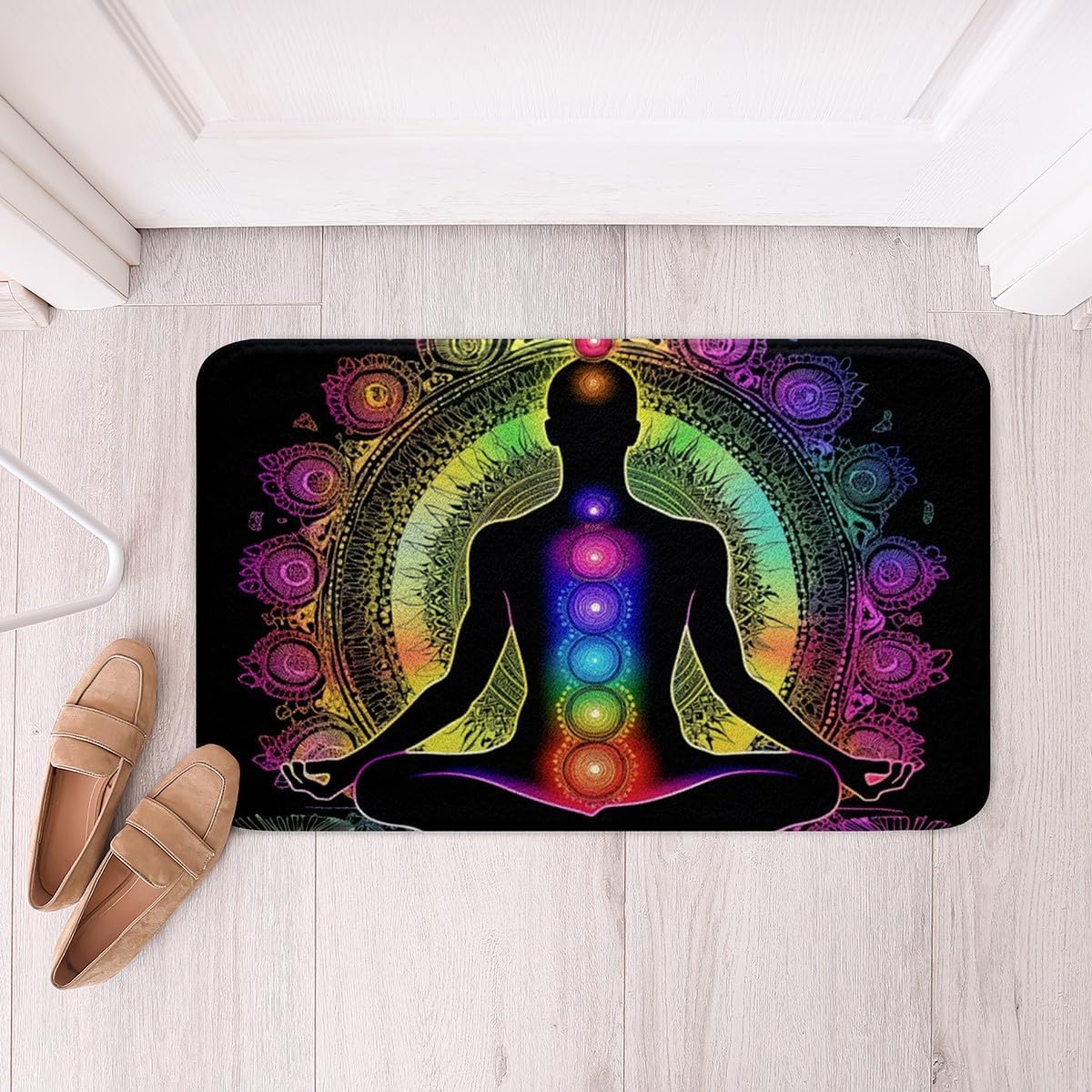 Erosebridal Yoga Bathroom Rugs Gradient Bath Mat,Meditation 20"X 32" Doormats Floor Mats for Kids Boys Girls Teens Lotus Art Non Slip Bath Rug