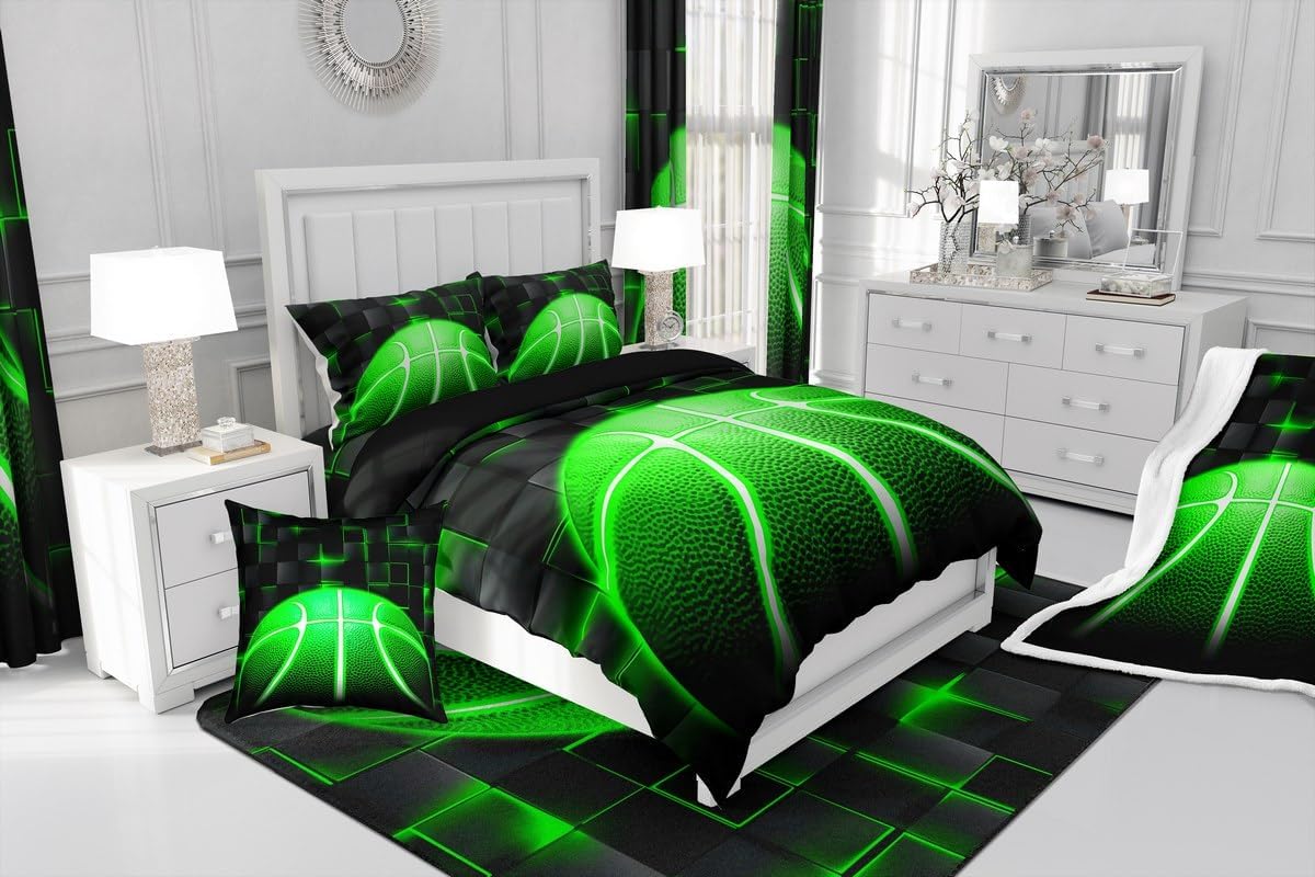 jejeloiu Basketball Living Room Rugs for Bedroom 5x7 Kids Gaming Sports Decor Carpet for Boys Girls Teens Ball Games Area Rug Soft Gift for Basketball Lover Grey and Black Room Decor