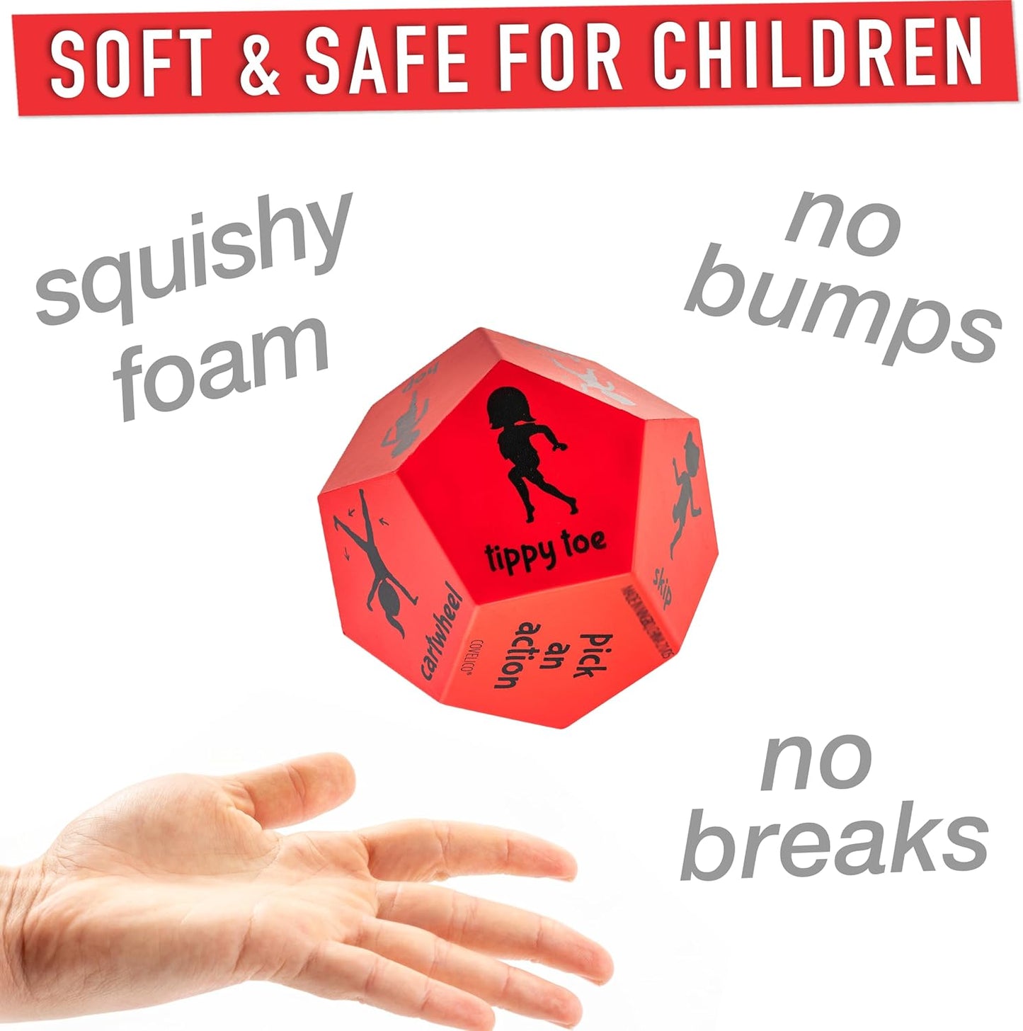 Yoga Dice - Yoga for Kids, Pose and Play Peaceful Kids Stretching Gymnastics Games and PE Equipment for Elementary School, Kindergarten, and Preschool, 12-Sided Foam Large Dice for Children