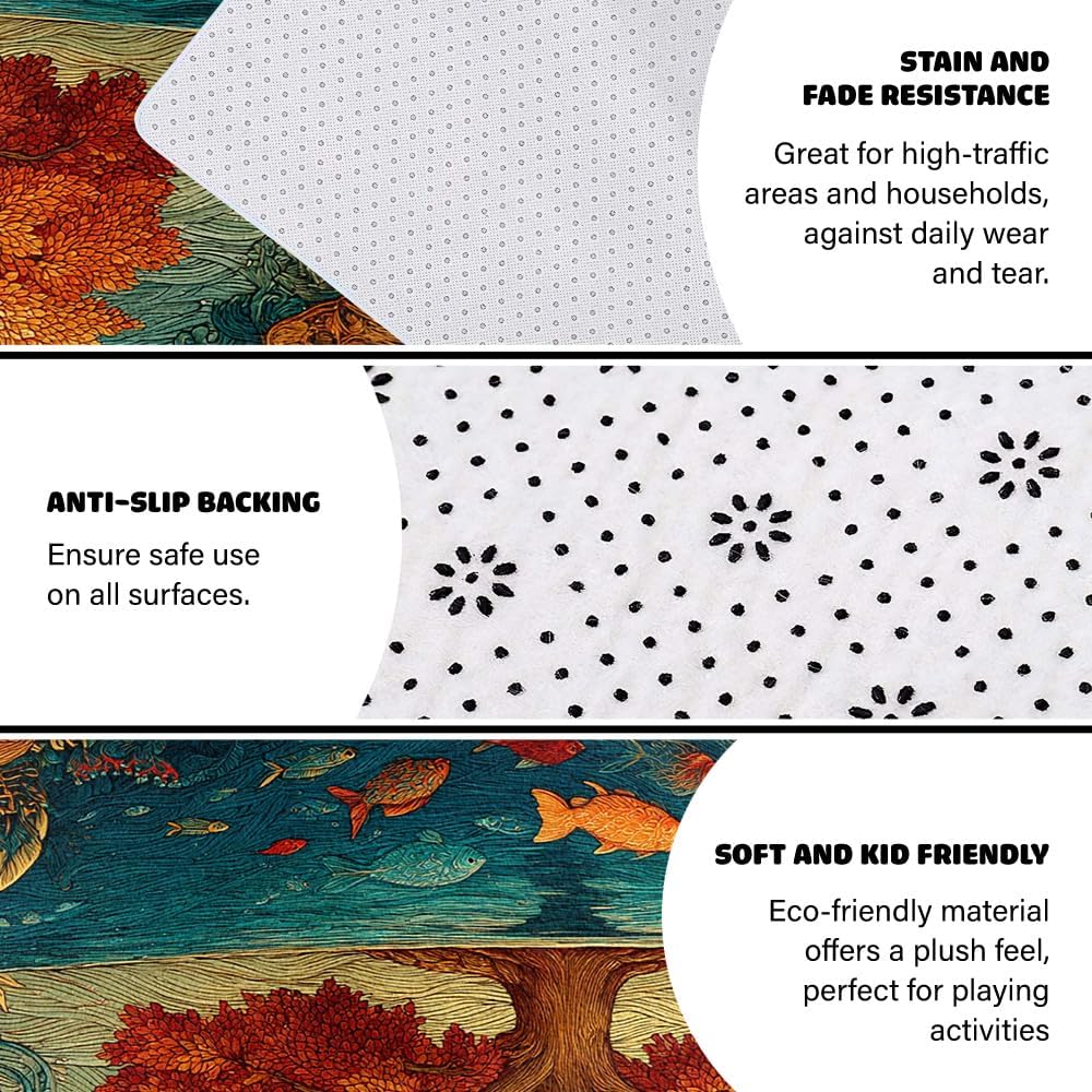Tree of Life Area Rug – Bohemian Mandala Carpet for Living Room, Bedroom, Meditation Space, Yoga, Spiritual Home Décor – Large Soft Floor Mat for Indoor Decoration (TOL08)
