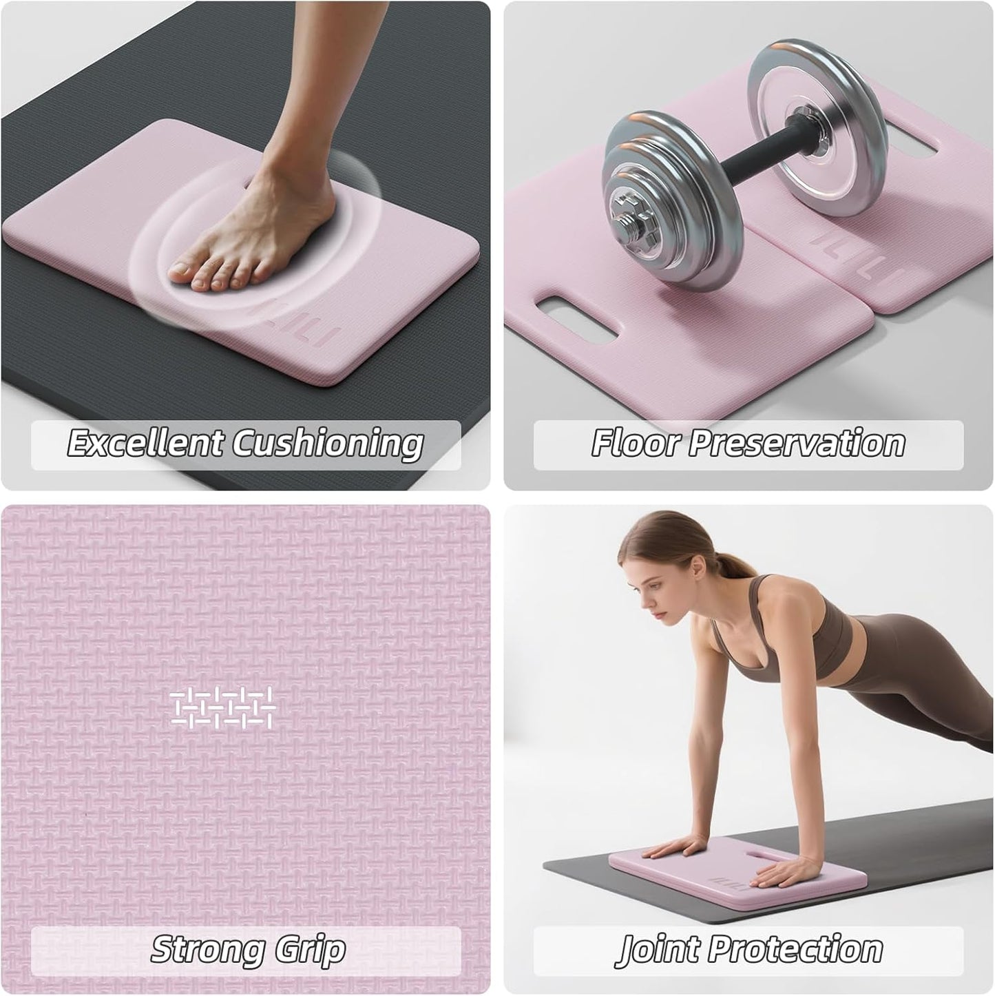 ILILI Yoga Knee Pad Foldable, TPE Soft Pad 24*17*0.5inch (Folding Size 17*12*1inch) for Knee Push-ups, Plank Support＆Elbow/Knee Support, Portable and Lightweight for Yoga Pilates, Fitness Exercise, Outdoor