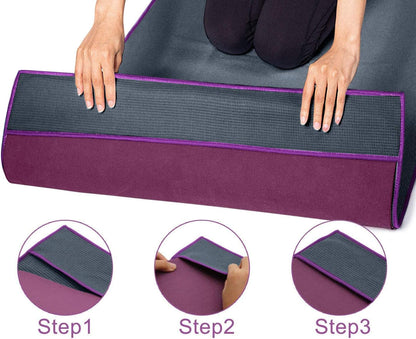 Heathyoga Hot Yoga Towel Non Slip, Microfiber Non Slip Yoga Mat Towel, Exclusive Corner Pockets Design, Dual-Grip, Sweat Absorbent, Perfect for Hot Yoga, Bikram, Pilates and Yoga Mats