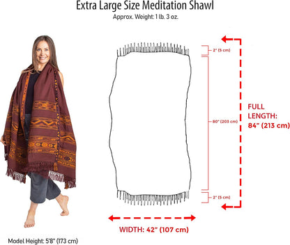 Meditation Shawl or Blanket, Exotic Shawl/Wrap, Oversize Scarf or Stole. Unisex