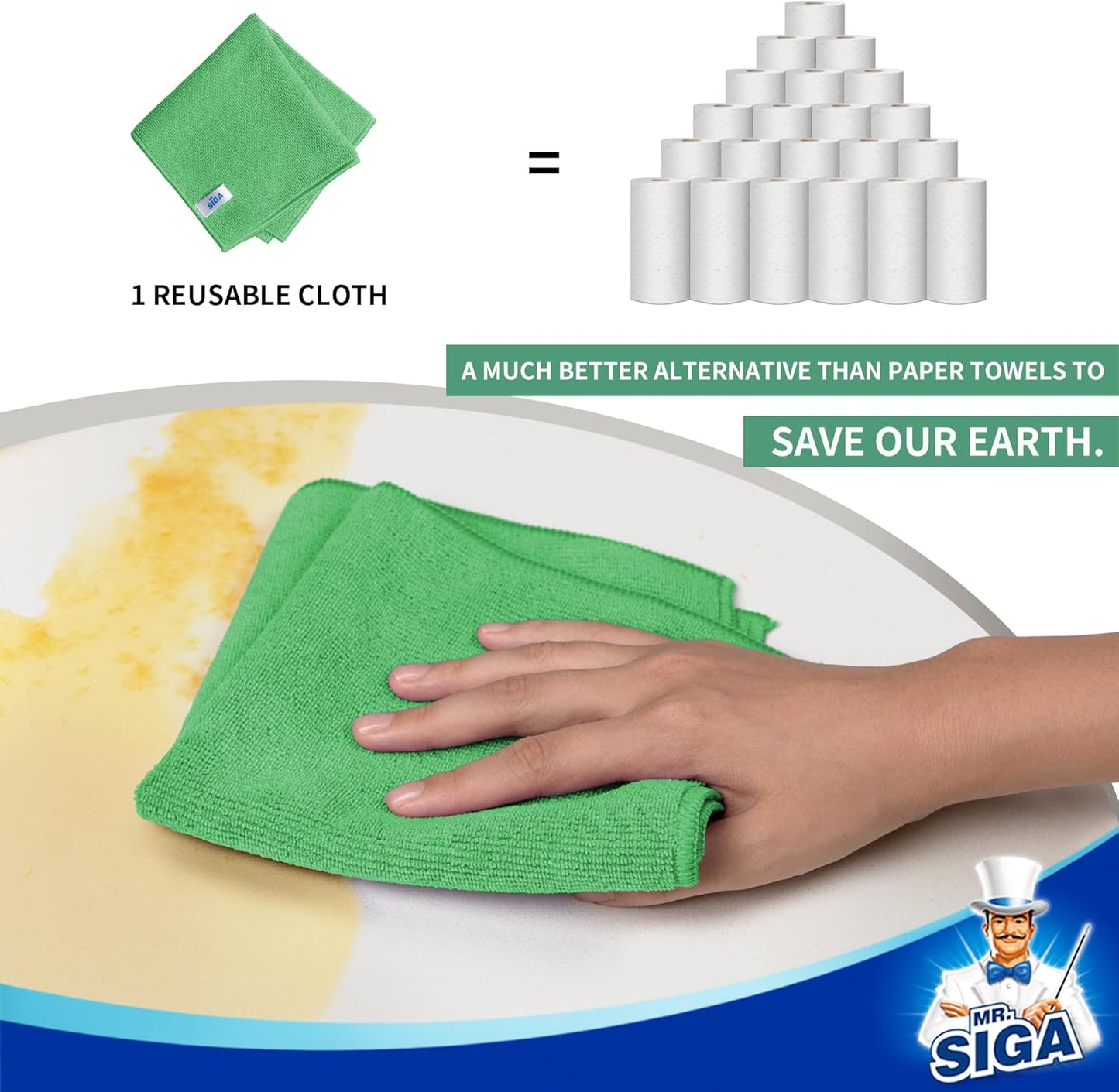 MR.SIGA Microfiber Cleaning Cloth, Pack of 6, Size: 13.8" x 15.7"