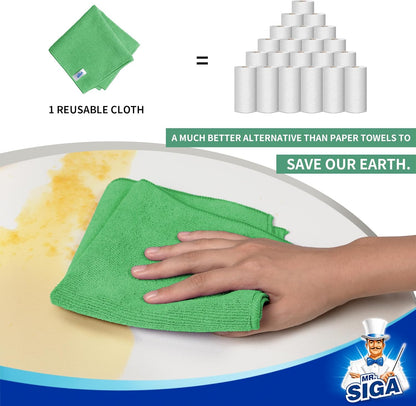 MR.SIGA Microfiber Cleaning Cloth, Pack of 6, Size: 13.8" x 15.7"