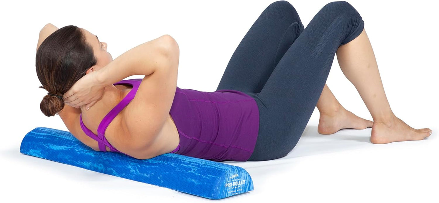 OPTP PRO-Roller Soft Density Foam Roller – Low Density Soft Foam Roller for Physical Therapy, Pilates, Yoga Foam Roll Exercises, and Muscle Recovery - Blue 18" x 6"