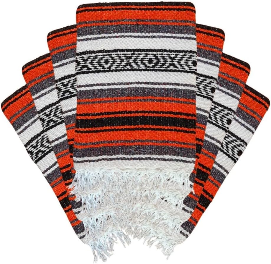 Open Road Goods Bulk Falsa Blankets - Handwoven Authentic Mexican Falsa - Great for Weddings, Yoga, Beach, Picnics, or Mexican Throw! (Tan, 7 Pack)