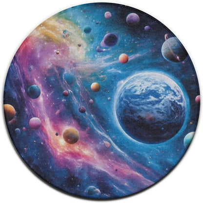 Machine Washable Modern Round Area Rug, Room Sofa Yoga Soft Round Carpet, Home Decor Non Slip Kitchen Office Circle Rug Trippy Rainbow Mushroom Tie Dye Art, 60inch