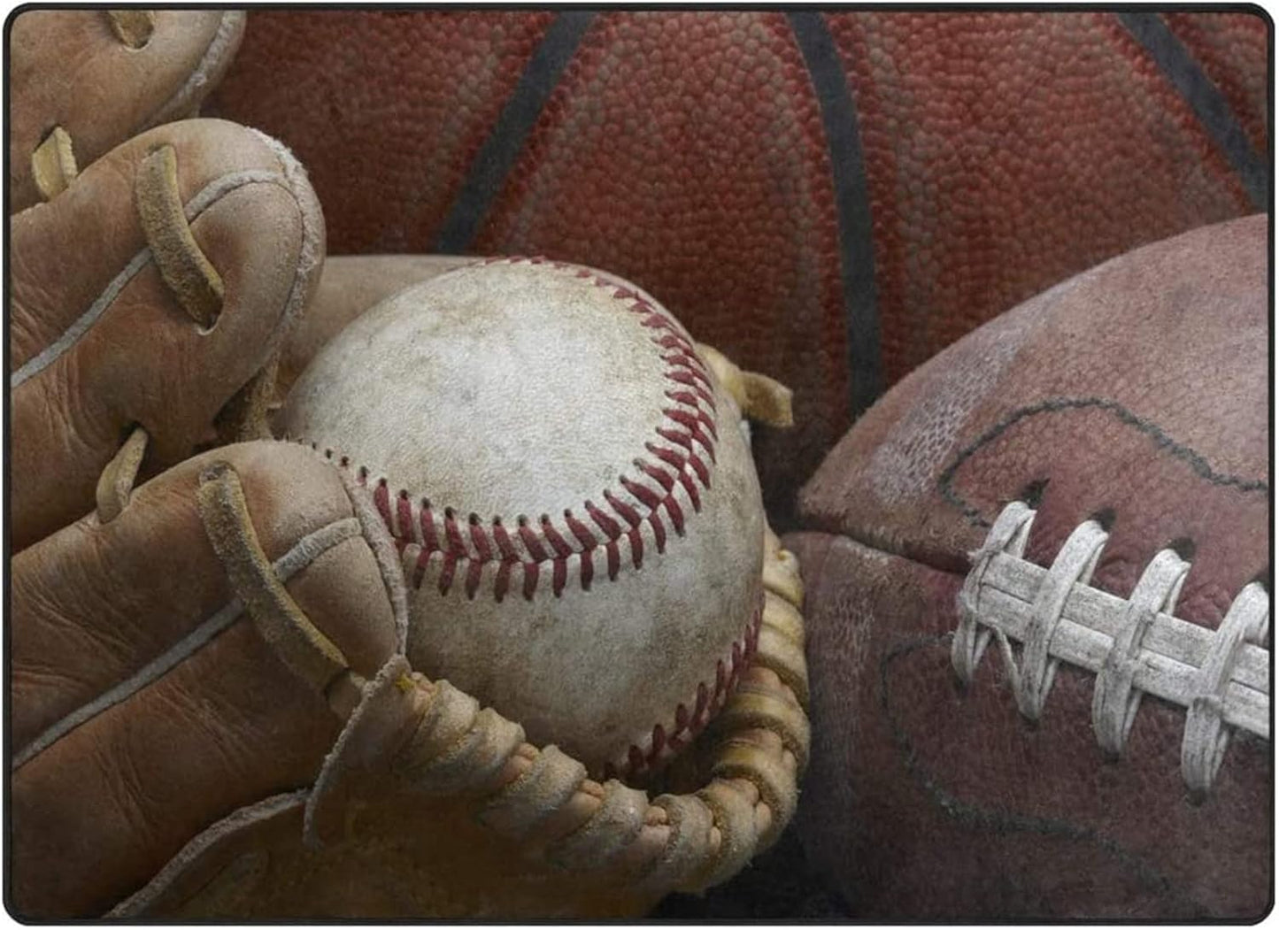 Sports Field Area Rug,5x7ft, Soccer Field Chalked Blackboard Football Stadium Board Painted Non-Slip Soft Carpet Floor Mat Indoor Living Room Bedroom Rugs Yoga Mat Home Decor