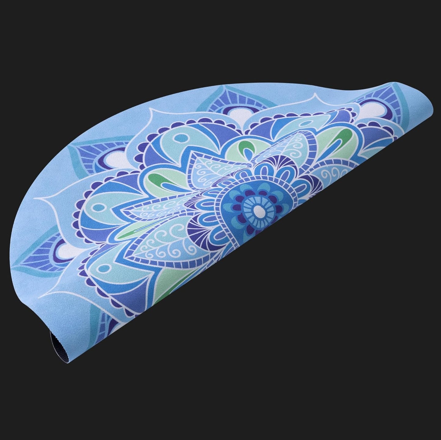 Navaris Round Yoga Mat - Compact Meditation Mat with Unique Pattern - For Yoga Skipping Pilates & Headstands - Includes Zipper Pouch - Small Jump Rope Mats Outdoor - Lotus