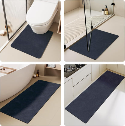 TYUU Bath Mat, Bathroom Rugs Non Slip Washable Thin Absorbent Quick Dry Bath Mat Fits Under Door Bathroom Floor Mat Perfect for Bath, Shower, or Sink 24"x36" Dark Grey