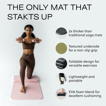 Stakt The Original Foldable Yoga Mat, Premium Foldable Exercise & Workout Mat with Non-Slip Surface, Lightweight Portable for Studio or Home Use, As Seen on Shark Tank