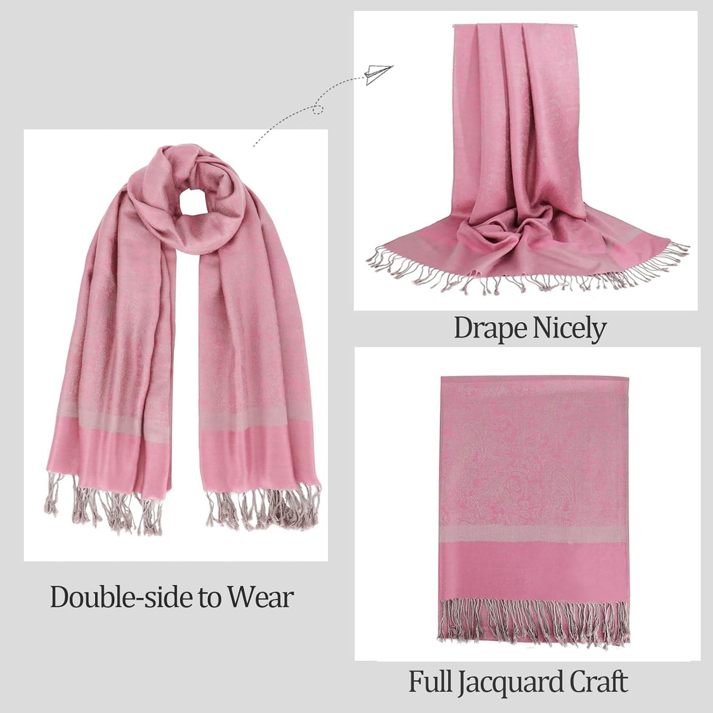 vimate Silky Paisley Pashmina Shawl Scarf-Women's Soft Double-side Jacquard Pashminas Wrap for Evening Dress Travel Shawl