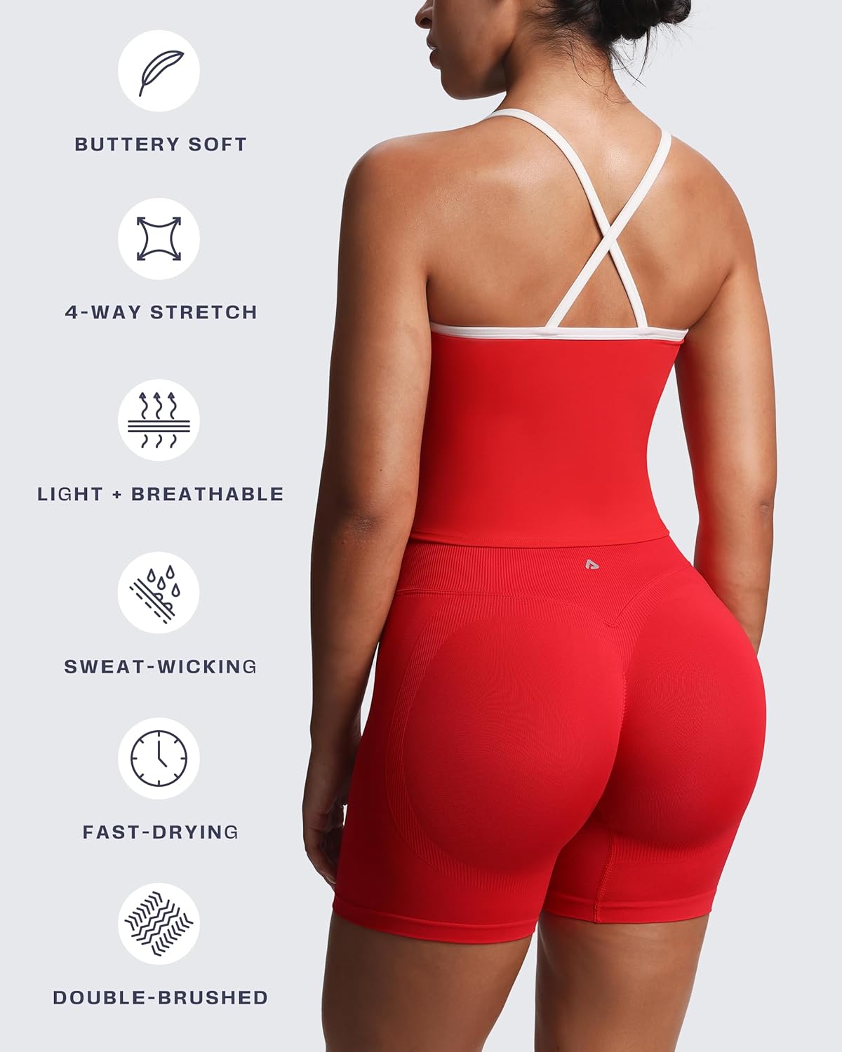 Aoxjox Women's Workout Sleeveless Color Block Lexi Tank Tops Contrasting Strap Cross Back Yoga Curve Longline Crop Top