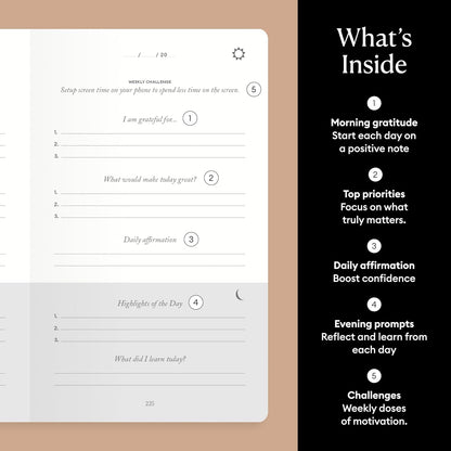 Intelligent Change The Five Minute Journal - Original Daily Gratitude Journal for Women & Men - Mindfulness, Happiness & Daily Reflection - Undated Planner - Affirmation Journal - Gifts for Women