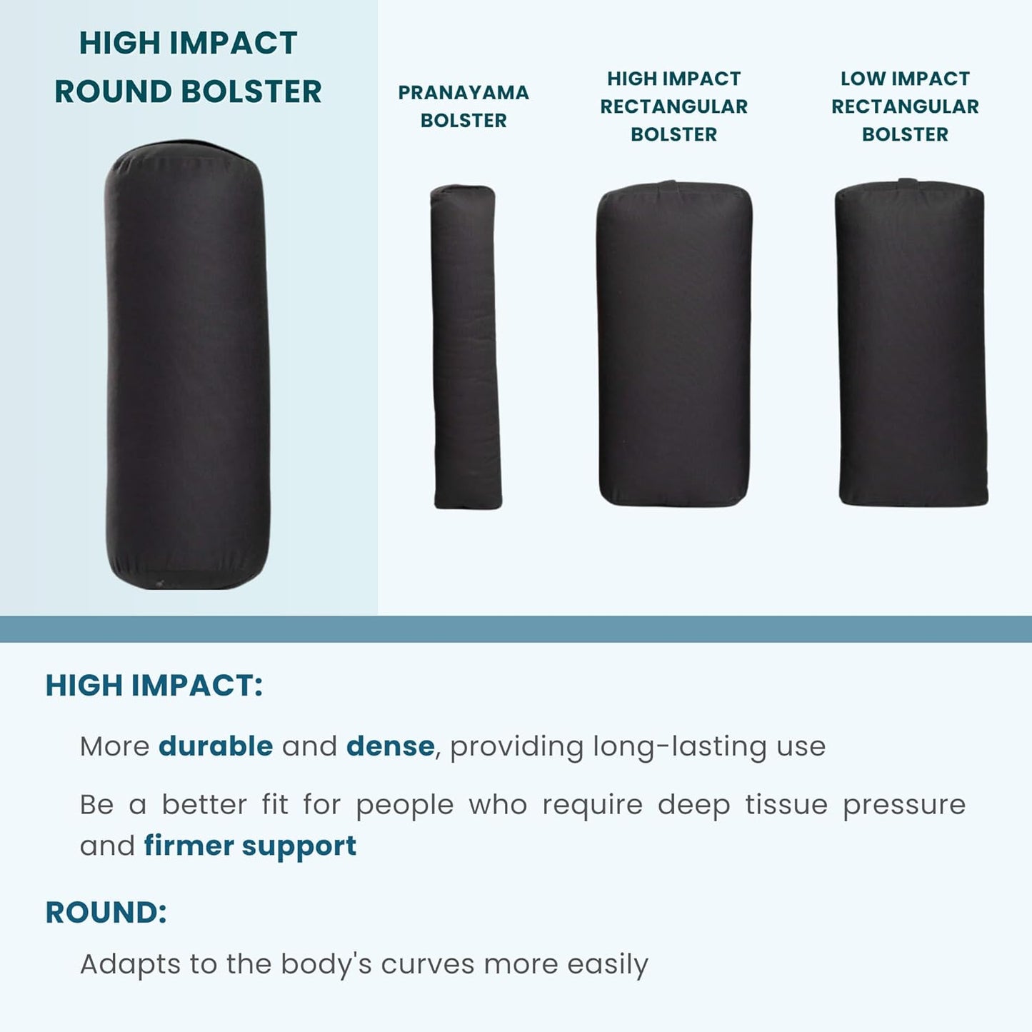 Everyday Yoga Premium Bolster, Soft & Supportive Meditation Pillow with Carry Handle, Lightweight Cushion for Restorative Yoga & Relaxation (Multi-Color)