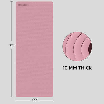10 mm Yoga Mat 72"x26" TPE Non-Slip Exercise Mat 0.4" Thick, Easy-to-Carry Fitness Mat for Yoga, Pilates & Workout, Professional Mat, Made with Recyclable Material, Durable, Easy to Clean
