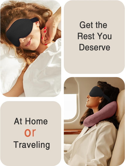 MABAO Sleep Mask for Side Sleeper, Eye Mask for Sleeping Women Men, 3D Contoured Cup No Eye Pressure 100% Light Blocking Sleeping Mask with Adjustable Strap Night Blindfold Flight, Travel, Nap, Black