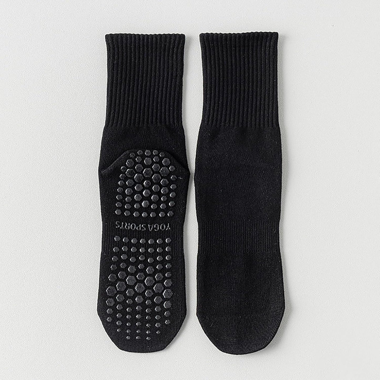 Tergy 8 Pairs Long Yoga Socks with Grip for Women Anti Skid Gripper Socks No Slip Socks for Pilates, Barre, Dance,Yoga