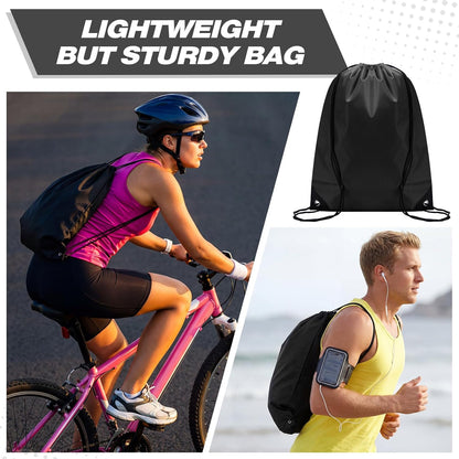 Shappy Drawstring Backpack Bulk Sports Gym Cinch Bag Polyester String Bag for Men Women(10 Colors,100 Pcs)