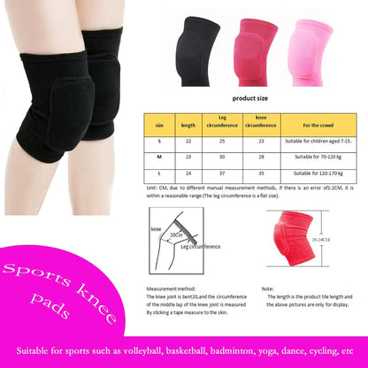Anti slip sponge, soft and breathable men's, women's, girls', and children's black knee pads suitable for sports scenes such as volleyball, football, dance, yoga, wrestling, running, cycling, etc (Black, Large)
