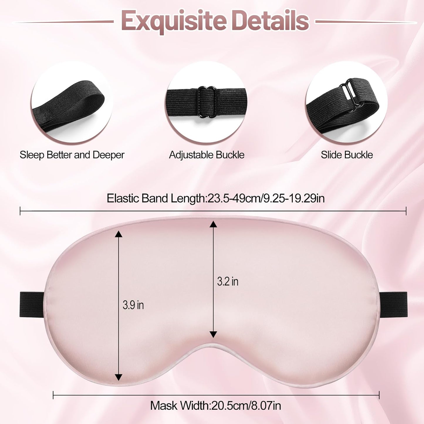 Sleep Mask, Silk Eye Mask for Sleeping with Adjustable Strap, Satin Blackout Sleeping Eye Mask for Men&Women, Comfortable Blindfold Eyeshade for Night Sleep(Black)