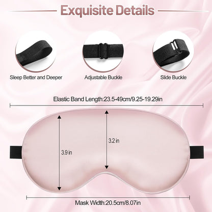 Sleep Mask, Silk Eye Mask for Sleeping with Adjustable Strap, Satin Blackout Sleeping Eye Mask for Men&Women, Comfortable Blindfold Eyeshade for Night Sleep(Black)