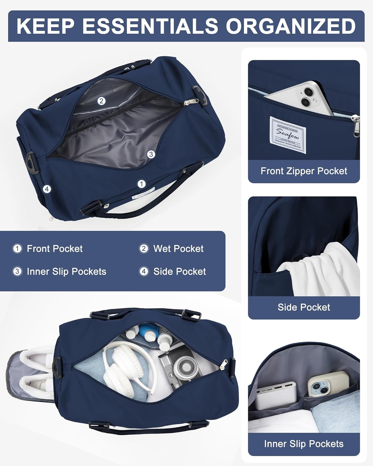 Gym Bag Womens Mens with Shoes Compartment and Wet Pocket Travel Duffel Bag for Women for Plane Sport Gym Tote Bags Swimming Yoga Waterproof Weekend Overnight Carry on Bag Hospital Holdalls - Colors A