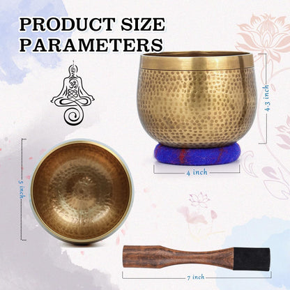 Relaehih Tibetan Singing Bowls Set-Hand-hammered in Nepal Sound Bowl for Meditation, Yoga, Chakra, Meditation Accessories, Stress Relief Tool and Unique Gifts for Women, Men (Yellow, 4 inch)