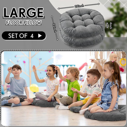 Jerify Floor Pillow Cushions Large Round Square Large Meditation Floor Pillow for Classroom Adult Meditation Picnic Party Seating Learning Daycare School(Square,Mixed Colors,4 Pcs)
