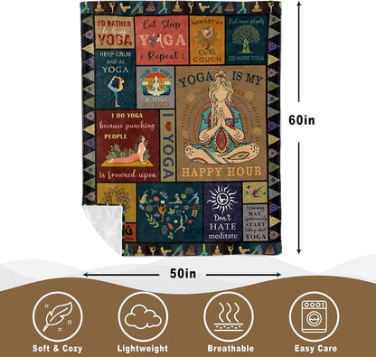 Yoga Gifts for Women, Funny Yoga Gifts for Yogas Lover, Yogas Gift for Instructor Teacher, Pilates Lover Gift Ideas for Women Birthday, Pilates Presents, Zen Meditation Presents 60"X50" Blanket