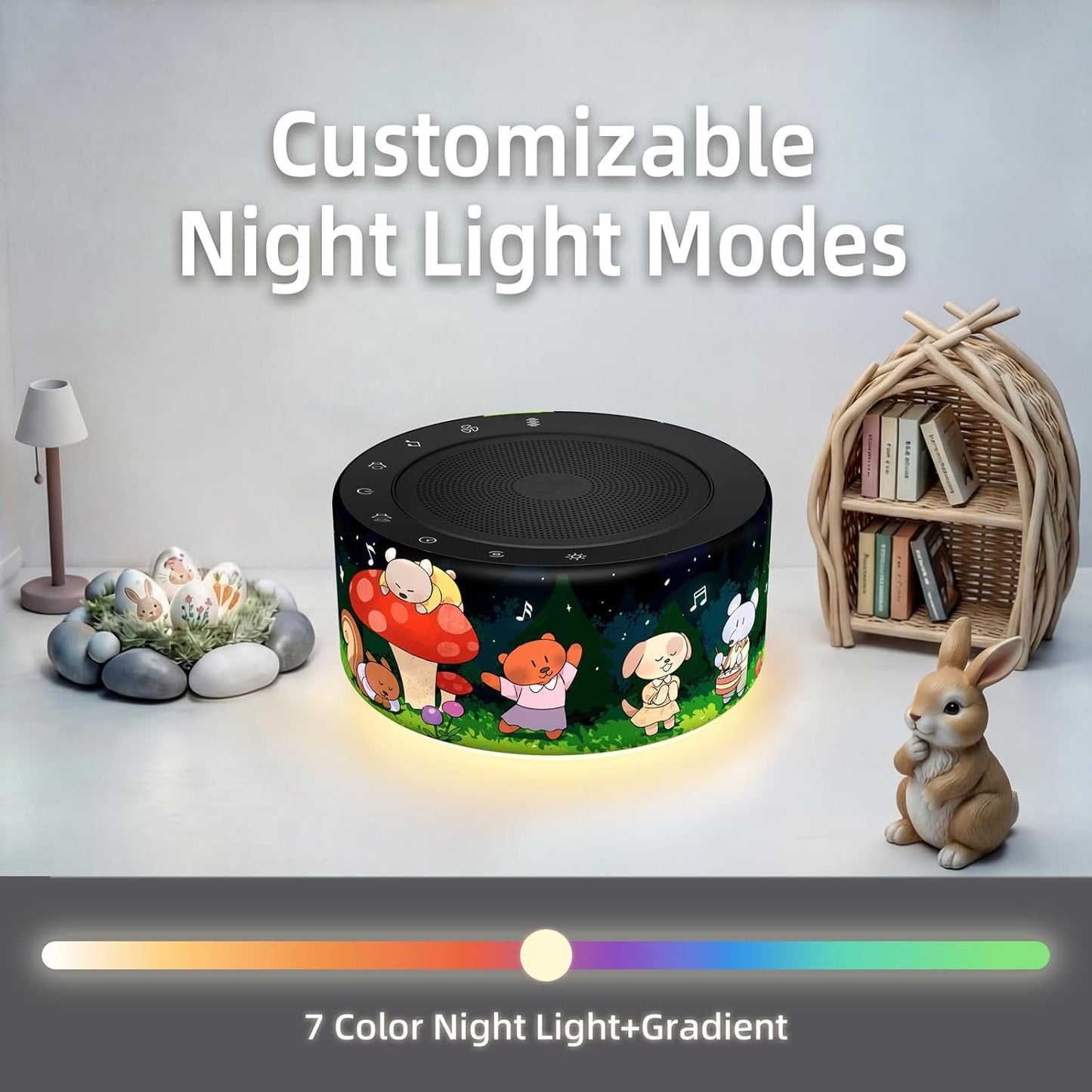 Kipcush Automatic Tibetan Meditation Bowl Sound Machine - 7 Himalayan Tones + 7 Color Night Light - Timer & Touch Control - No Manual Striking for Yoga, Chakra Healing, Stress Relief - Plug In