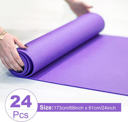 3 mm Thick Yoga Mat Bulk, Non Slip Exercise Workout Fitness Pad for Women Men, Gym Home Yoga Pilates, Easy to Clean, Sturdy PVC