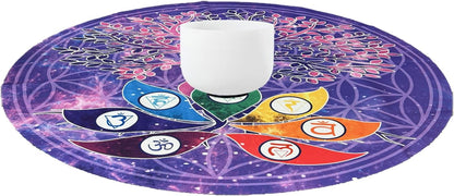 FMTY Crystal Singing Bowls Mat, Round singing bowls Mat Washable healing bowl cusion, Non-Slip Floor Mat Suitable for Sound Bowl Set, 52"Round (52")