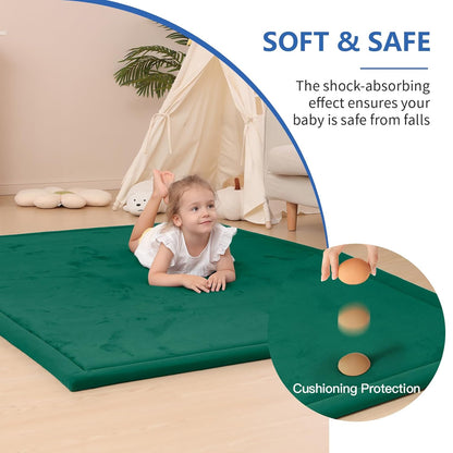 Baby Play Mat for Floor,1.3" Thick Memory Foam Tummy Time Mat,Soft Coral Velvet Nursery Rug,Large Non Slip for Crawling,Toddlers,Infants,Kids,Yoga & Tatami Style for Living Room(Dark Gray)