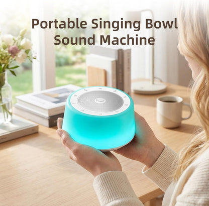 Kipcush Automatic Tibetan Singing Bowl Sound Machine – 11 Healing Tones, Touch Control Night Light, Smart Timer & Memory, Plug-in Sound Therapy Device for Yoga, Meditation, Sleep & Stress Relief
